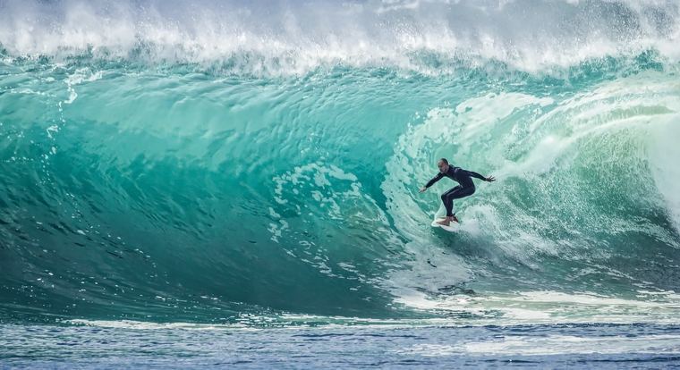 Surfer inside the barrel